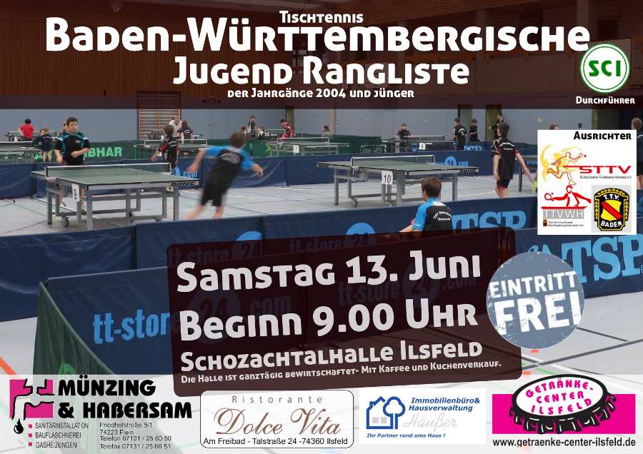 Baden-Württembergische Jahrgangsrangliste am 13. Juni in Ilsfeld